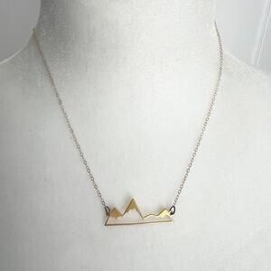 Marion Mckee Gold Tone Mountain Range Pendant Necklace